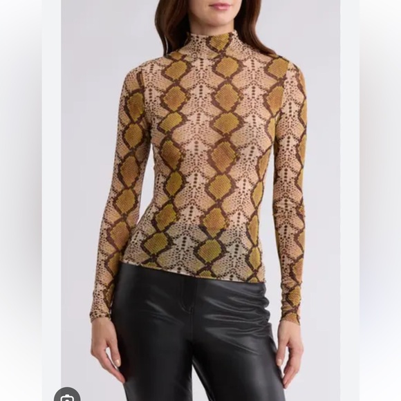 AFRM Tops - Afrm Zoe Mock Neck Mesh Top